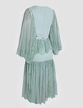 Women's Fordeal - Elegant Green V-Neck Lace Panel Dress    S5146241 - TUZZUT Qatar Online Shopping