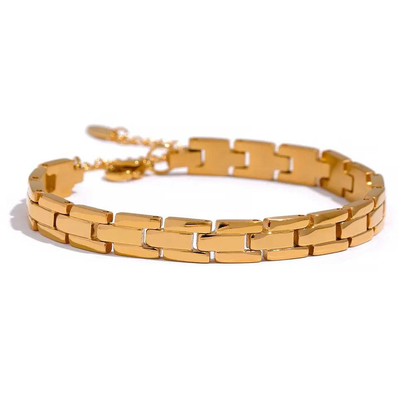 Stainless Steel Charm Polished Chain Golden Bracelet Bangle S4886977 - Tuzzut.com Qatar Online Shopping