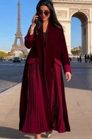 Open-Front Abaya with Pleated Side Panels 175182