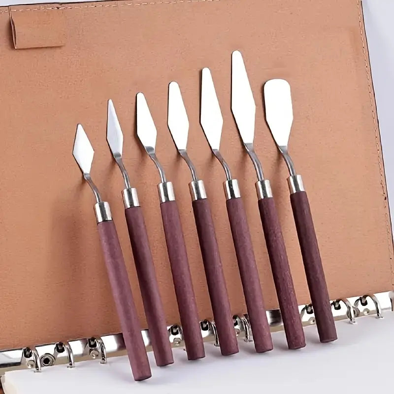 7Pcs Art Spatula Soft Paint Oil Painting Wooden Handle Palette Knife Set S4271248 7Pcs Art Spatula Soft Paint Oil Painting Wooden Handle Palette Knife Set S4271248