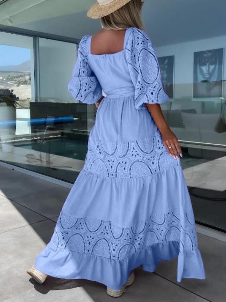 Elegant and Beautiful Women's Evening Dress, Square Collar, Lace Up, Long Dresses, Women's Fashion   B281330 - TUZZUT Qatar Online Shopping