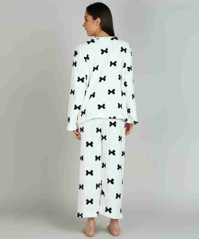 Womens Night Suit Set white printed 487125 - Free Size Womens Night Suit Set white printed 487125 - Free Size