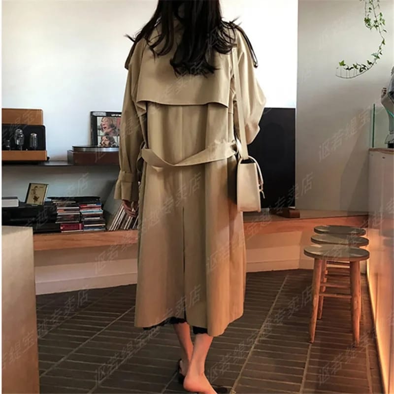 Spring Autumn Trench Coat Clothes Long Korean Fashion Double Breasted Windbreaker Student Loose Overcoat B-35321 Spring Autumn Trench Coat Clothes Long Korean Fashion Double Breasted Windbreaker Student Loose Overcoat B-35321