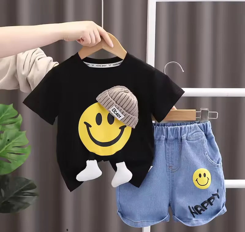 Summer New Cartoon Smile Face Short Sleeve Children's  1553770 - TUZZUT Qatar Online Shopping