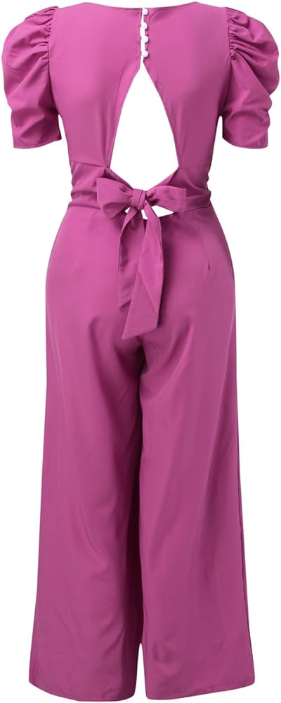 Women Casual Open Back Off Shoulder Jumpsuit B-57109 Women Casual Open Back Off Shoulder Jumpsuit B-57109