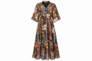 Women’s Floral Patchwork Collared Maxi Dress SDR 4004 - M