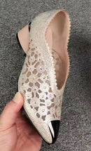 Water Diamond High Heel Pointed Black Bow Women's Fashion Shoes B56217 (40) - TUZZUT Qatar Online Shopping