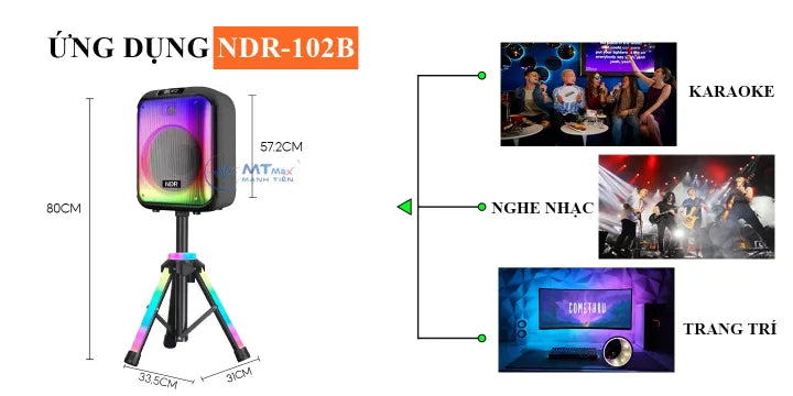 NDR 102B Portable Bluetooth Speaker Karaoke Microphone RGB Light and Tripod Stand - Tuzzut.com Qatar Online Shopping
