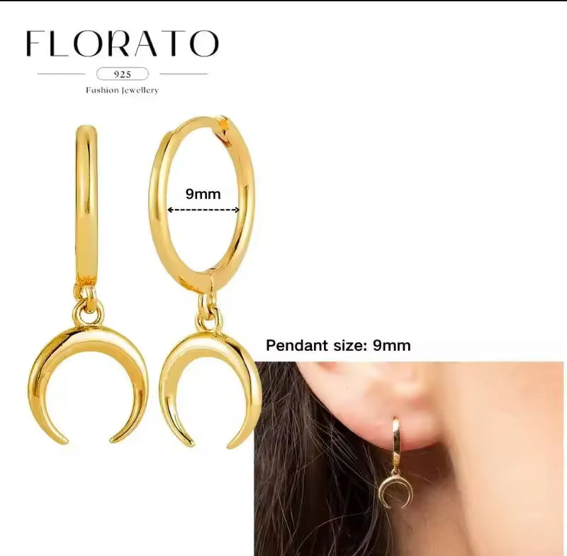 Fashion Daily Stainless Steel Gold Glossy Moon Earrings S 4472473 - TUZZUT Qatar Online Shopping