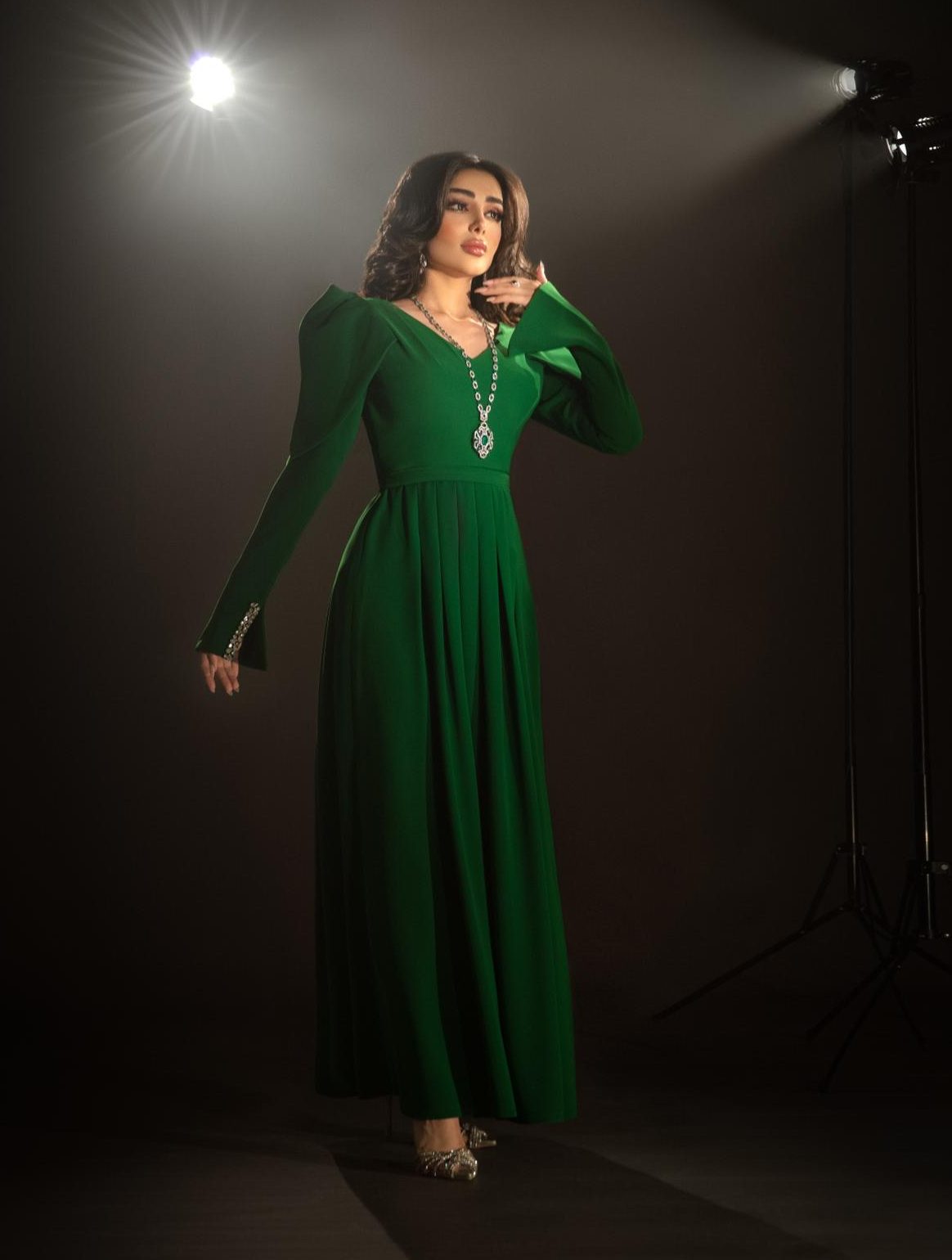 Women's Long Sleeve V-Neck Ankle-Length A-Line Dress L S5078553 Women's Long Sleeve V-Neck Ankle-Length A-Line Dress L S5078553