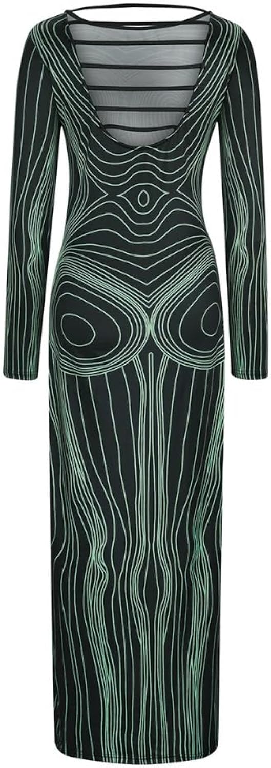 3D Print Long Sleeve Women's Party Dress   S4917878 - TUZZUT Qatar Online Shopping