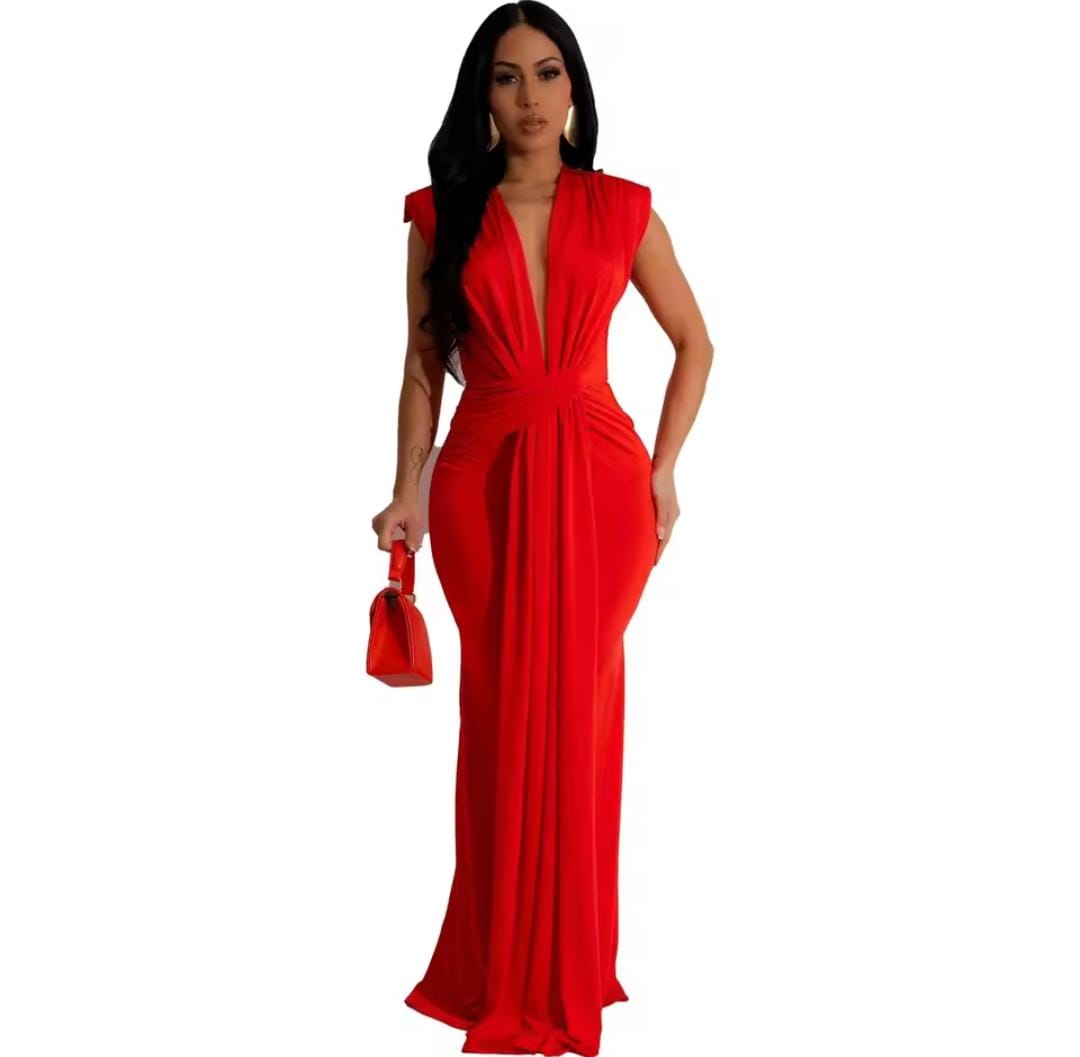 Women's deep V-neck sleeveless dress S5146499 Women's deep V-neck sleeveless dress S5146499