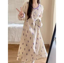 Women Floral Nightgown O-neck Nightwear Sleepwear   533598 - TUZZUT Qatar Online Shopping