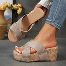 Platform Wedge Heeled Sandals HS74 - TUZZUT Qatar Online Shopping