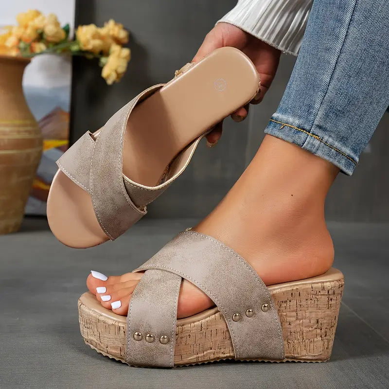 Platform Wedge Heeled Sandals HS74 - TUZZUT Qatar Online Shopping