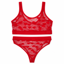 Women’s Red Heart Mesh Bralette & Thong Set 495493 - S