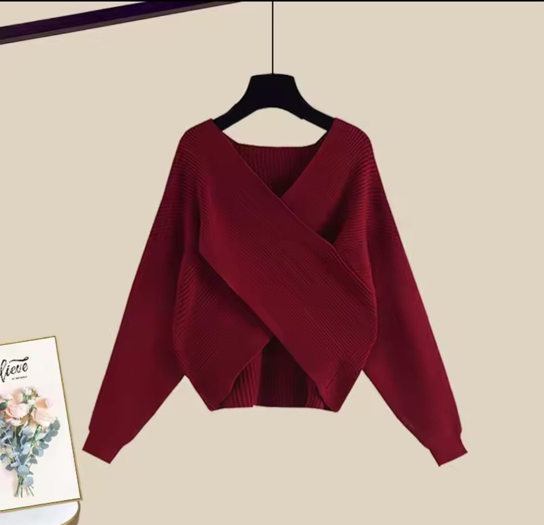 Autumn Knitted Red Sweater 56983 Autumn Knitted Red Sweater 56983