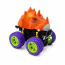 Orange Triceratops Dinosaur Monster Truck Toy with Large Purple Wheels for Kids