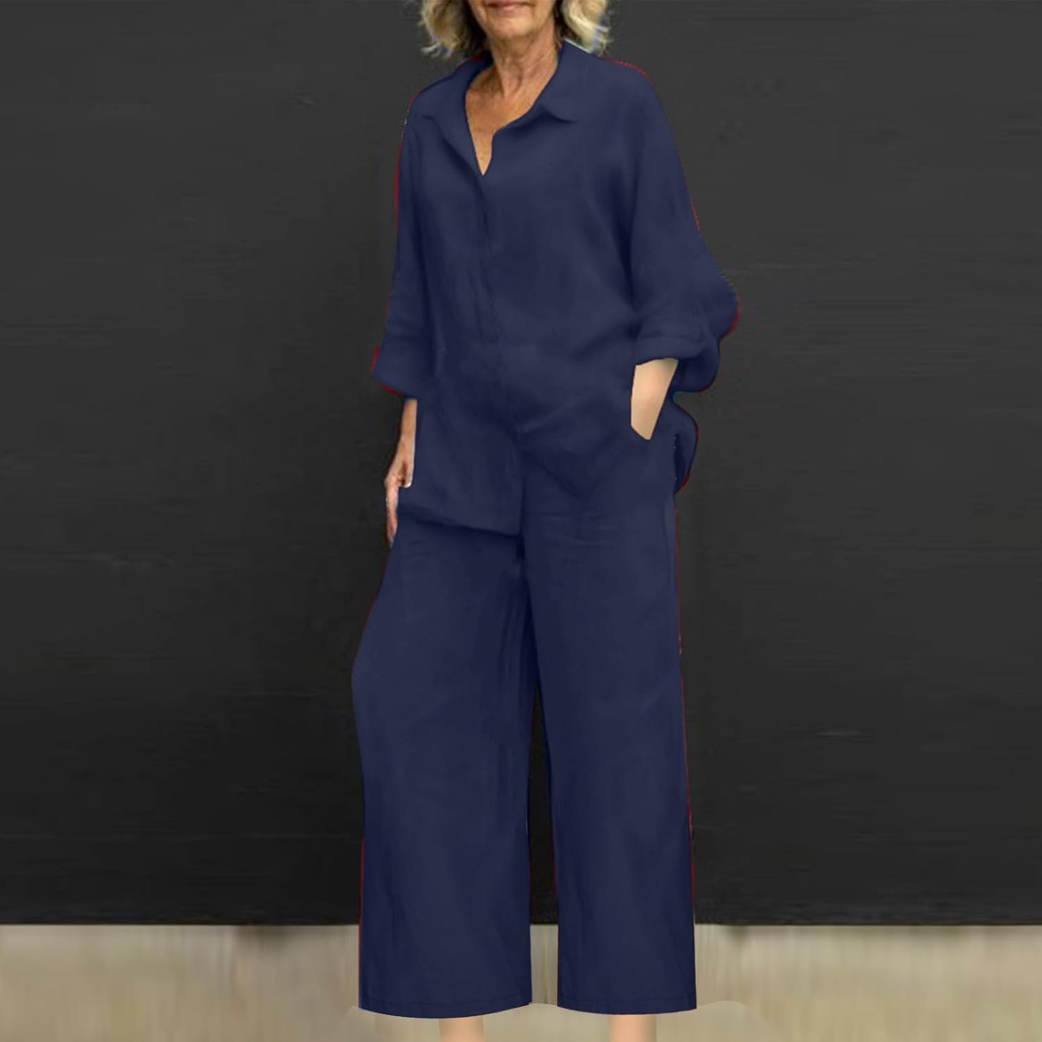 Summer Sets for Women 2 Piece Linen Outfits Gauze Button Down Shirts and Pants Tracksuits Casual Lounge Set Pants Set B101322 Summer Sets for Women 2 Piece Linen Outfits Gauze Button Down Shirts and Pants Tracksuits Casual Lounge Set Pants Set B101322