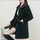 Middle-aged women's winter imitation mink cashmere long coat, plush knitted cardigan, plaid woolen jacket   X738255 - TUZZUT Qatar Online Shopping