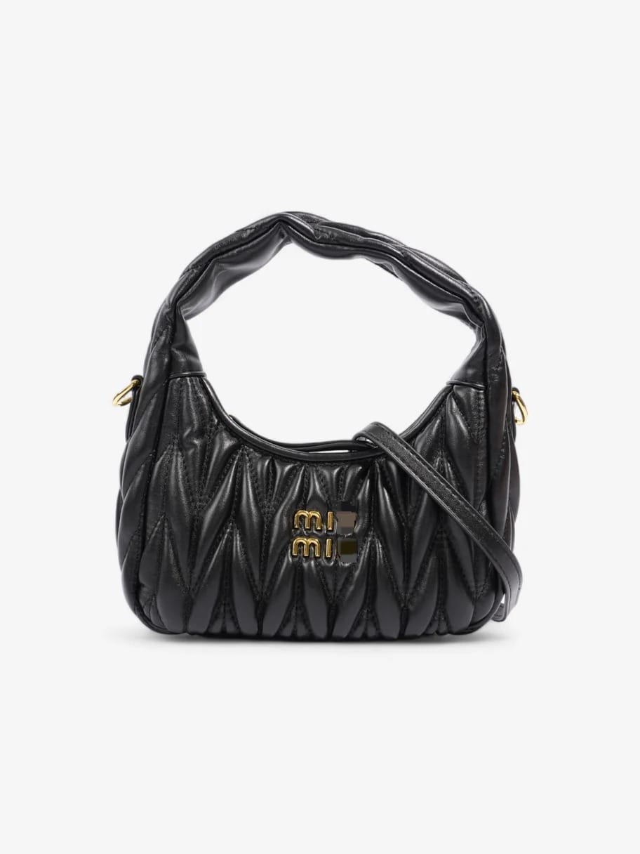 Hobo Bag Black Matelasse Leather B2003 Hobo Bag Black Matelasse Leather B2003