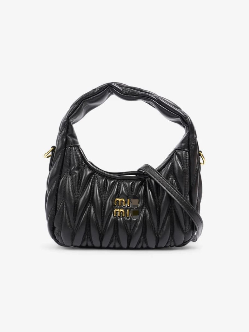 Hobo Bag Black Matelasse Leather B2003 - TUZZUT Qatar Online Shopping