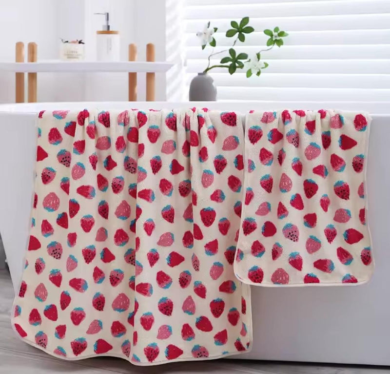 Strawberry Bath Towel Hand Towel   482484 - TUZZUT Qatar Online Shopping