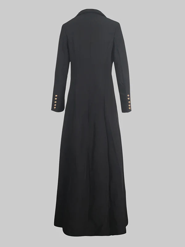 Long Sleeves Split-Joint Split-Side Notched Collar Outerwear 125716 Long Sleeves Split-Joint Split-Side Notched Collar Outerwear 125716