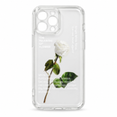 I Phone 12 pro max Transparent White Rose Floral Design Phone Case – Clear MF 1956