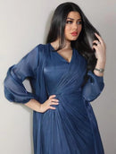 Women Satin Silk,2 Piece Evening Long Dress   B200281 - TUZZUT Qatar Online Shopping