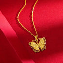 Yellow Gold Silk Butterfly Pendant Antique Golden Butterfly Necklace Model-05 - TUZZUT Qatar Online Shopping