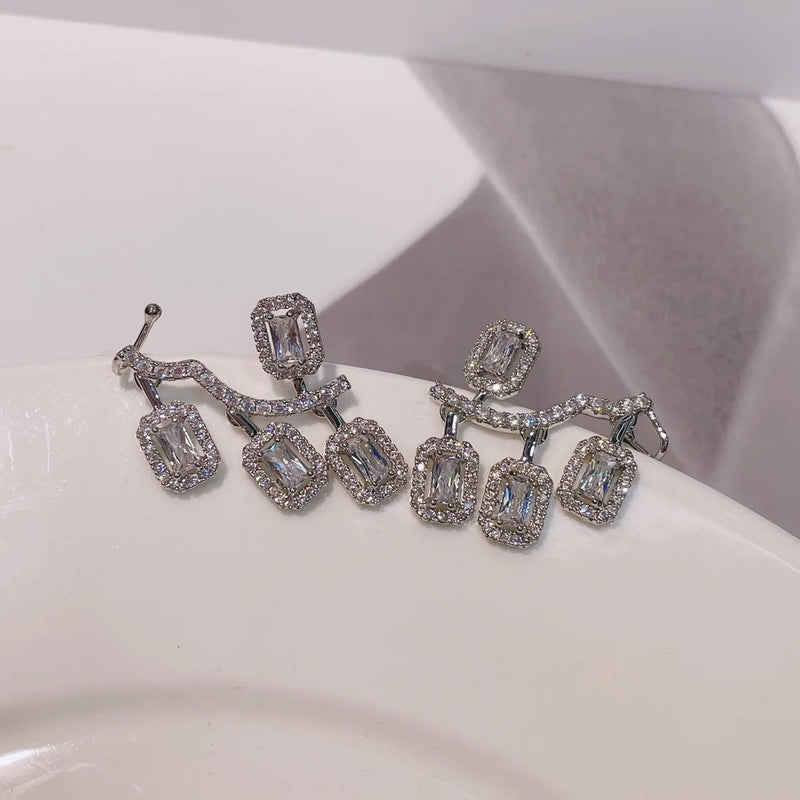 Fashion Gorgeous Geometric Cubic Zirconia Pave Women Stud Earrings S4322284 - TUZZUT Qatar Online Shopping