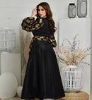 Women’s printing gold satin ball pendulum dress S4974676 - TUZZUT Qatar Online Shopping