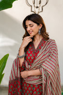 Women Cotton Mix Kurta Pant Dupatta Set - TPS300 - TUZZUT Qatar Online Shopping