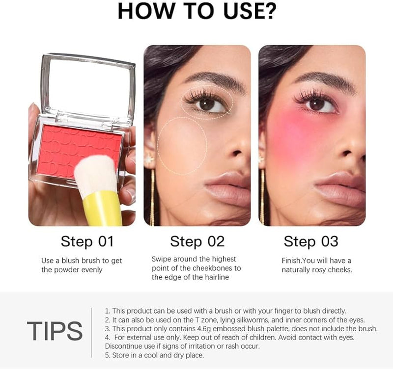 Embossed Blush Silky Matte Blush Palette Long Lasting Makeup Palette 498863 - TUZZUT Qatar Online Shopping