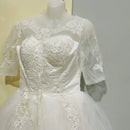 Brides Ball Gowns Lace Embroidery Half Sleeve Fashion Classic V Neck Wedding Dresses S47435 - TUZZUT Qatar Online Shopping