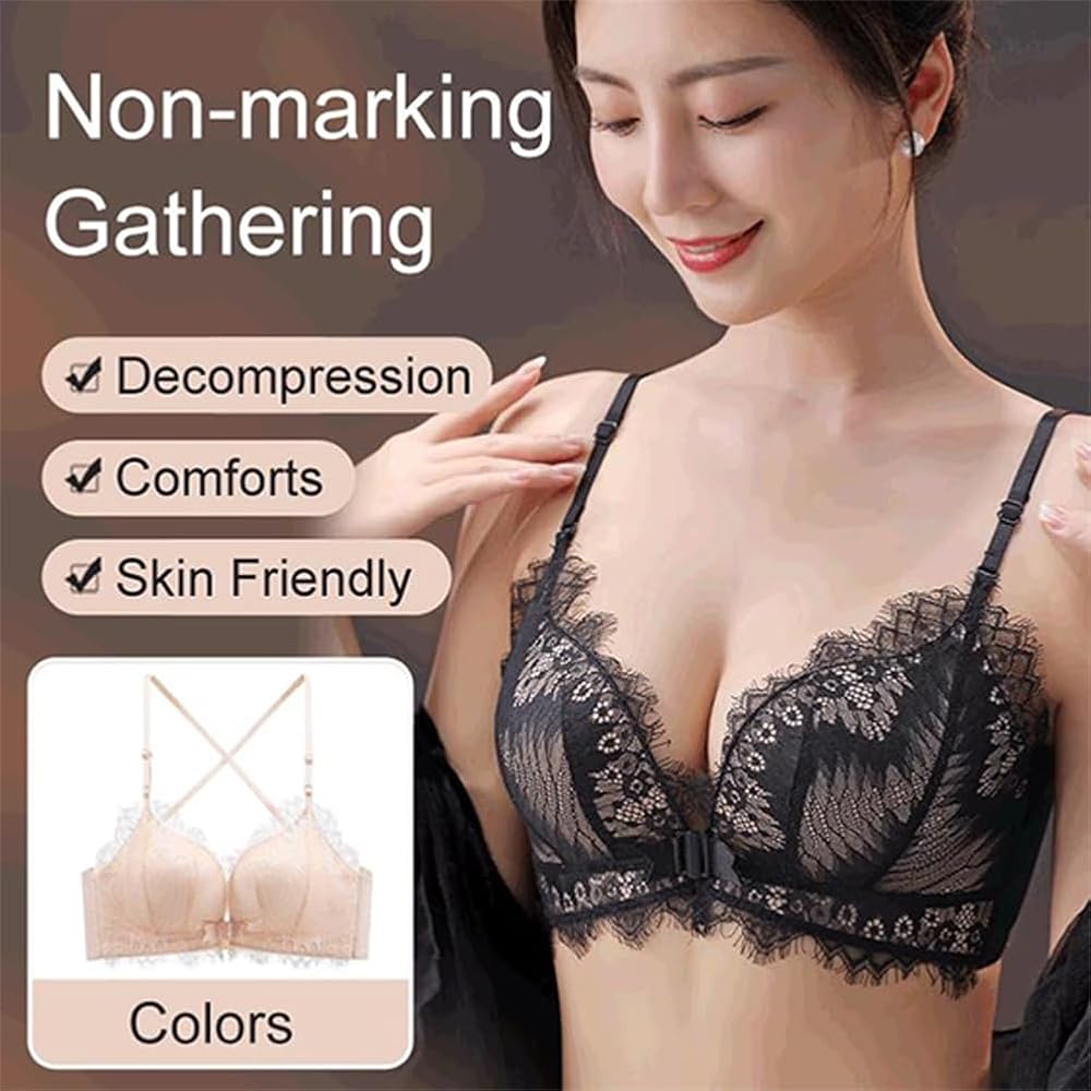 Women's Front Closure Wireless Eyelash Bralettethin Straps Comfort Halter Backless Cross Multiway Convertible Bras 71142 Women's Front Closure Wireless Eyelash Bralettethin Straps Comfort Halter Backless Cross Multiway Convertible Bras 71142