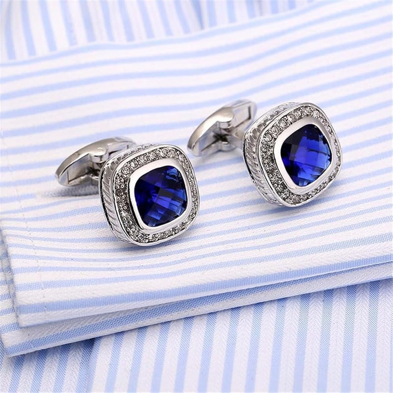 Jewelry Cufflinks for Men Shirt Cufflinks Blue Crystal Sleeve Nail Wedding Dress Cuff Button Suit Button X4260945