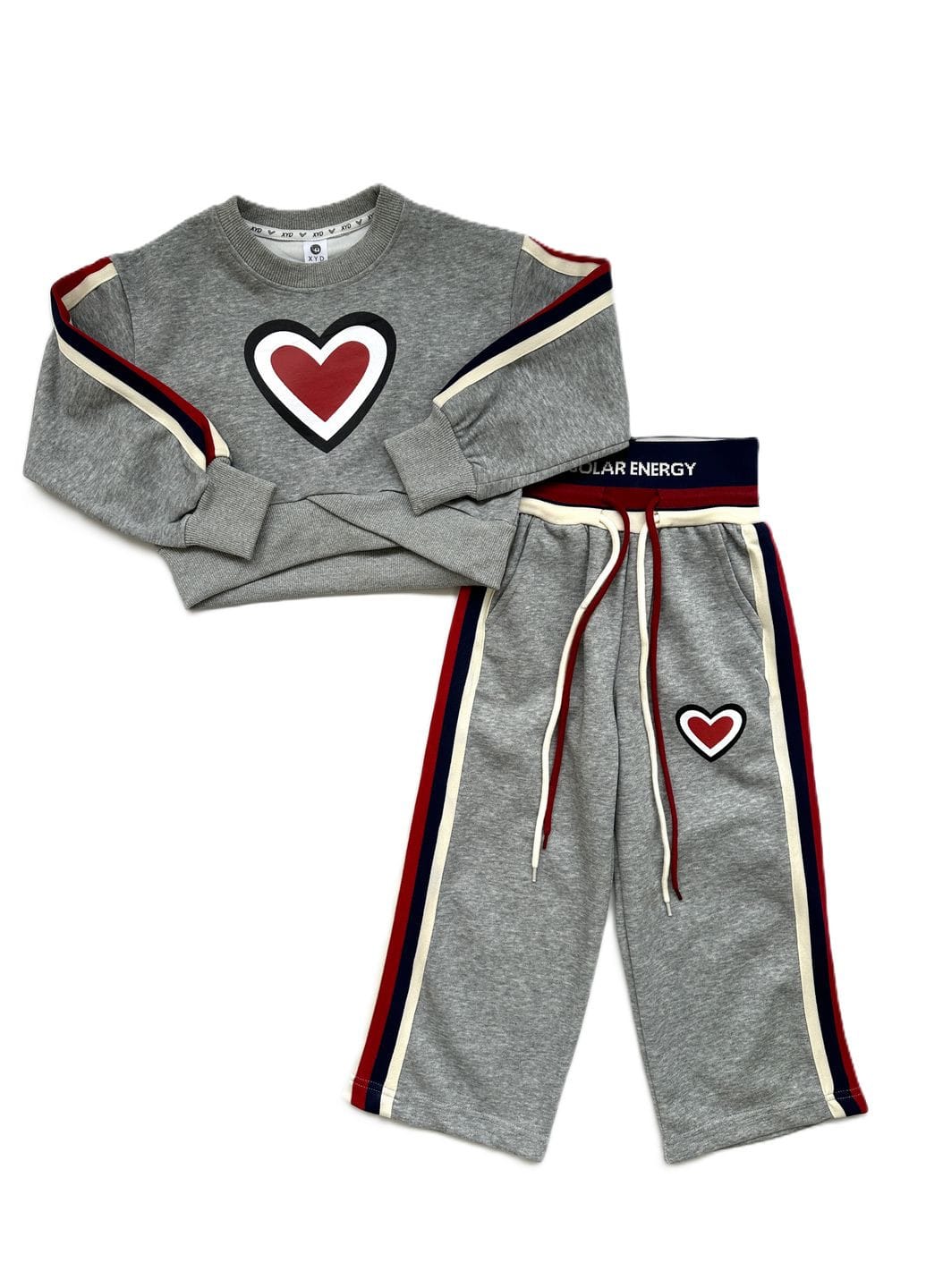 Gray demi-season suit knitted sweatshirt + wide palazzo pants gray trouser XYD S4874663 Gray demi-season suit knitted sweatshirt + wide palazzo pants gray trouser XYD S4874663