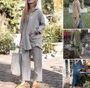 Muslim Women's Two Piece Set Blouse Wide Leg Pants Suit Ramadan Morocco Dubai Islam Casual Set Arab Outfits    B80831 - TUZZUT Qatar Online Shopping