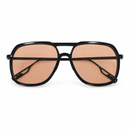 Black Aviator Sunglasses with Light Brown Lenses-61