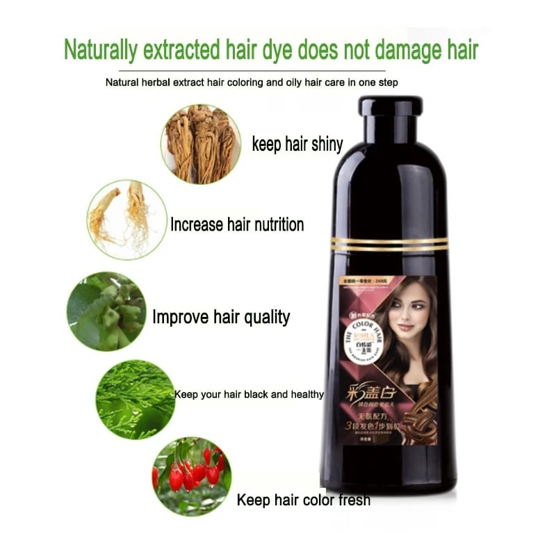 500ml Hair Dye Shampoo Natural Plant Hair Dye Covering Gray Hair Shampoo - Tuzzut.com Qatar Online Shopping
