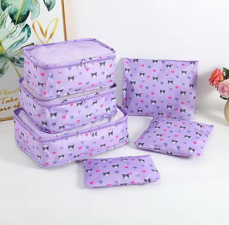 Hello Kitty Cinnamoroll Kuromi Cartoon Travel StorageBag 6 Piece Set S5049713