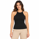 Women’s Black Ribbed Halter-Neck Camisole with Built-In Bra T49 - S