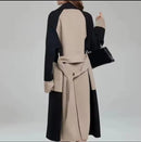 Women's Color Matching Double Breasted Mid-Length Winter Coat S4578965 2XL - TUZZUT Qatar Online Shopping