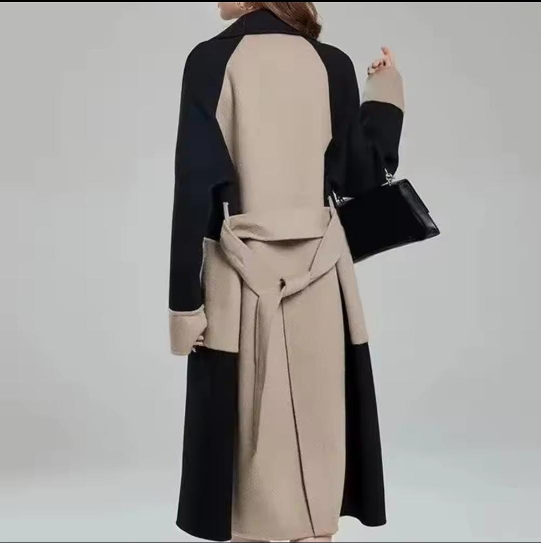 Women's Color Matching Double Breasted Mid-Length Winter Coat S4578965 2XL Women's Color Matching Double Breasted Mid-Length Winter Coat S4578965 2XL
