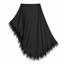 Women’s Black Feather-Trim Asymmetric Cape Top SDR4021– Size XL