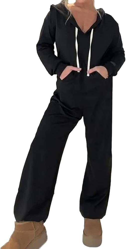 Women's Fashion Fall Winter Zip Up Hooded Sweatsuit Elastic Waist Long Sleeve Jumpsuits B200495 Women's Fashion Fall Winter Zip Up Hooded Sweatsuit Elastic Waist Long Sleeve Jumpsuits B200495