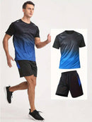 Men's Sports Suit For Running, Cycling, Fitness, Breathable Short-Sleeved Outfit Gym Clothes  Two Pieces Outfits    008918000 - TUZZUT Qatar Online Shopping