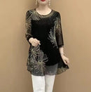 Women's T-Shirt Loose Hollow Out O-Neck Tops  B284879 - TUZZUT Qatar Online Shopping